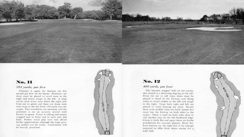 Holes 11 and 12 in the program from the 1941 U.S. Open at Colonial. (Credit Colonial Country Club)