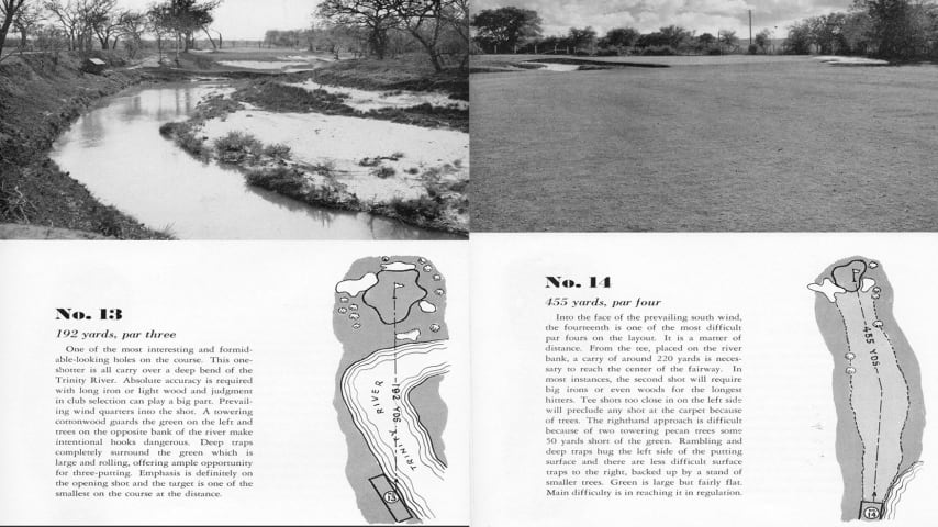 Holes 13 and 14 in the program from the 1941 U.S. Open at Colonial. (Credit Colonial Country Club)