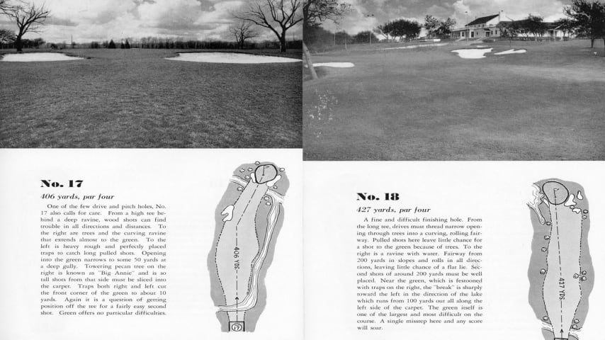 Holes 15 and 16 in the program from the 1941 U.S. Open at Colonial. (Credit Colonial Country Club)