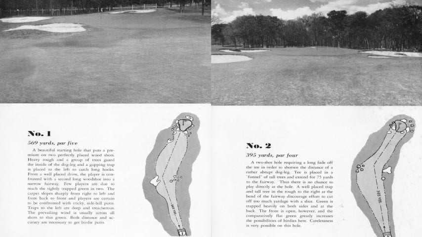 Holes 1 and 2 in the program from the 1941 U.S. Open at Colonial. (Credit Colonial Country Club)