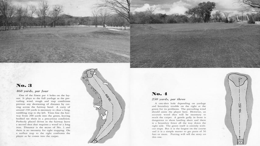 Holes 3 and 4 in the program from the 1941 U.S. Open at Colonial. (Credit Colonial Country Club)