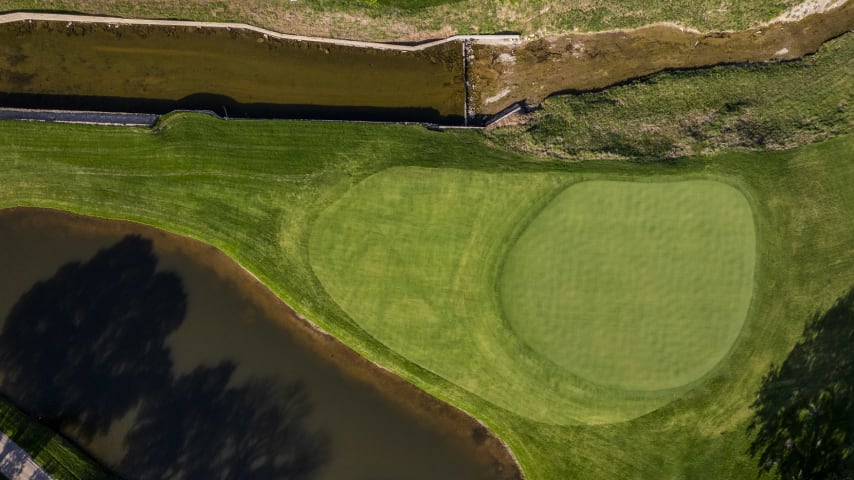 An aerial view of hole 16 at Colonial. (Matt Hahn/PGA TOUR)