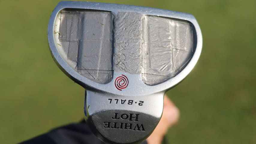 Michael Block still uses an original Odyssey White Hot 2-Ball putter, which first hit the retail market 23 years ago. (Courtesy GolfWRX)