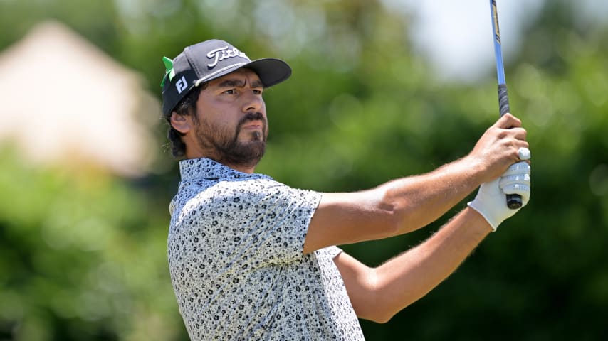 Nelson Ledesma tees off on the first hole during the third round of the UNC Health Championship presented by STITCH at Raleigh Country Club on June 01, 2024 in Raleigh, North Carolina. (Grant Halverson/Getty Images)