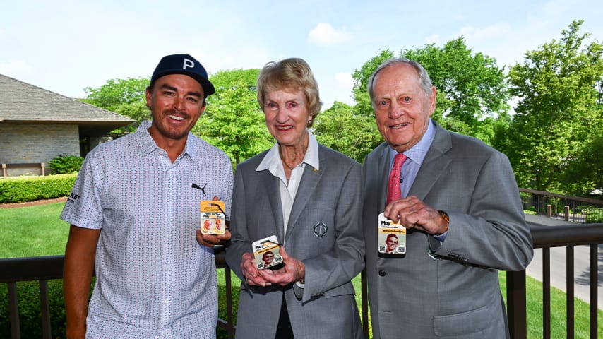 Play Yellow ambassador Rickie Fowler with Barbara and Jack Nicklaus. (PGA TOUR)