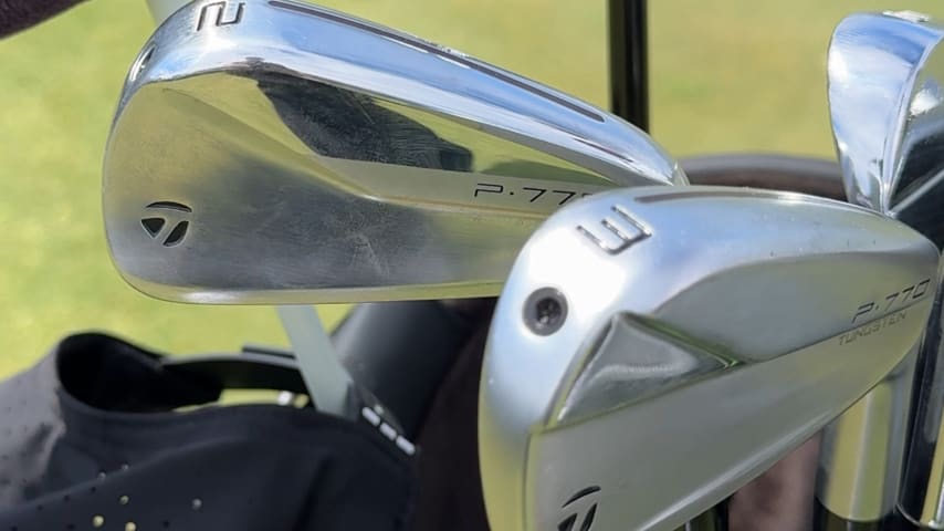 Throughout 2024, Tiger Woods has been using a mixed set of irons, including a 2023 TaylorMade P770 3-iron, and TaylorMade P7TW blades (4-PW), each of which are shafted up with True Temper Dynamic Gold Tour Issue X100 shafts. (Credit GolfWRX)