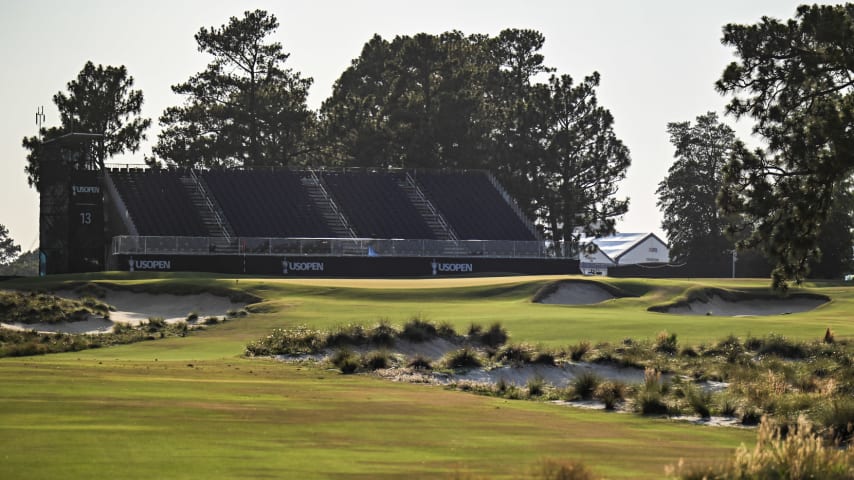 A view of the 13th hole during the second round of the U.S. Open on the No. 2 Course at Pinehurst Resort on June 14, 2024, in Pinehurst, North Carolina. (Keyur Khamar/PGA TOUR)