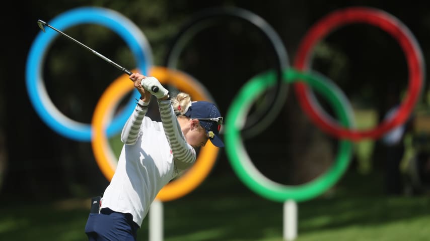 Nelly Korda headlines Team USA on the women's side heading to the 2024 Paris Olympics. (Mike Ehrmann/Getty Images)