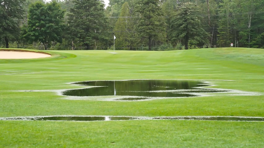 Nearly three inches of rain fell in the Fredericton area Wednesday night and Thursday morning, and the PGA TOUR Americas Rules Committee deemed Mactaquac Golf Course unplayable for the day. (Credit Jay Fawler)