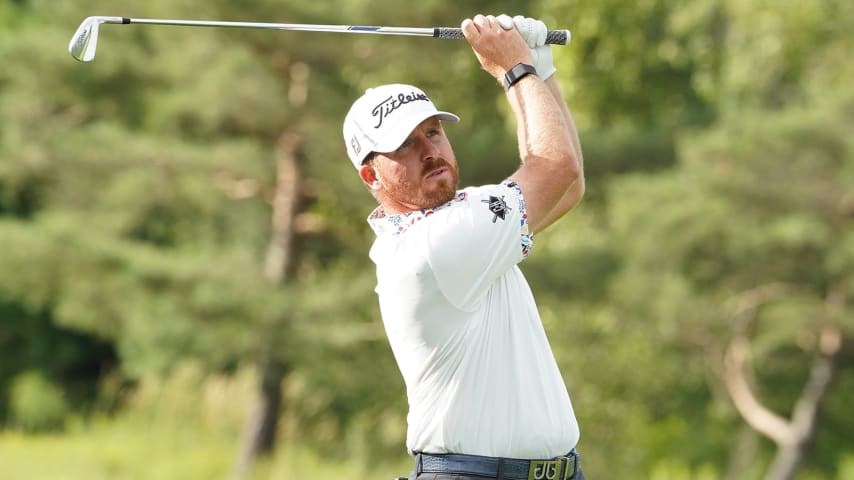 Graysen Huff opened with a 7-under 63 on Thursday to share the first-round lead of the Bromont Open presented by Desjardins. (Jay Fawler/PGA TOUR Americas)
