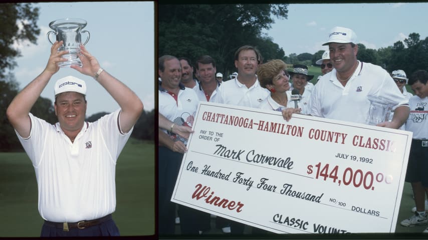 Mark Carnevale after winning the 1992 Chattanooga Classic. (Sam Greenwood/PGA TOUR Archive)