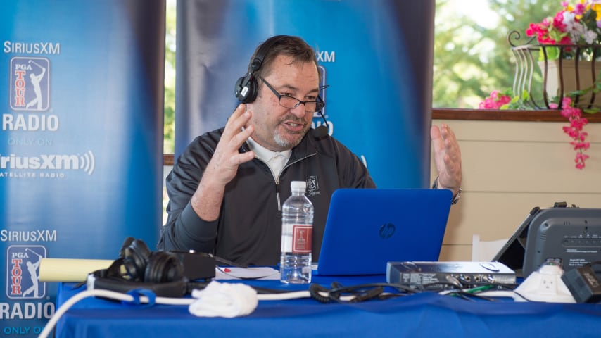 Host Mark Carnevale on air during SiriusXM broadcast from the 2016 Masters in Augusta, Georgia. (Marcus Ingram/Getty Images)