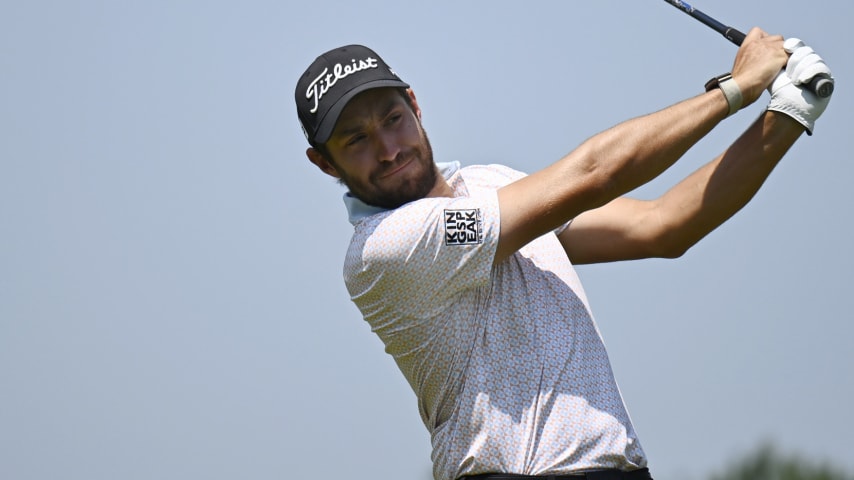 Thomas Rosenmueller holds a two-stroke lead heading into the final round of the NV5 Invitational presented by Old National Bank. (Quinn Harris/Getty Images)