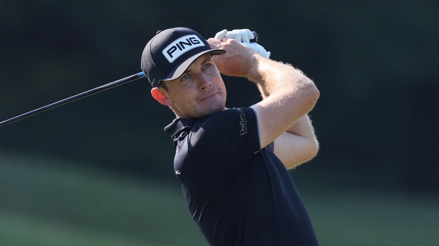 Joel Girrbach of Switzerland plays his second shot on the 11th hole during the second round of the Kentucky Championship at Keene Trace Golf Club. (Andy Lyons/Getty Images)