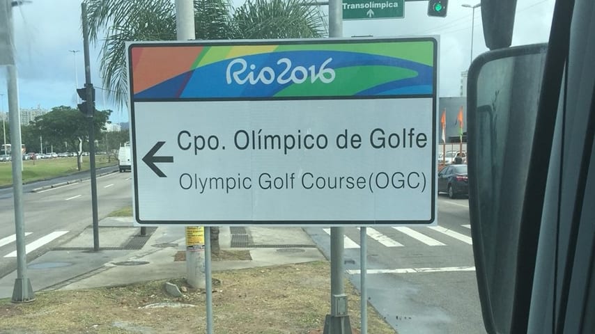 Signs in Rio, Brazil directing fans towards the Olympic golf site. (Courtesty Michael Johnson)