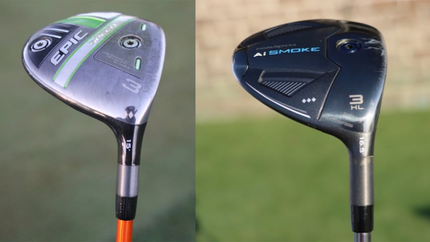 A look at Xander Schauffele's 3-wood from the Tokyo Olympics (left) and his current 3-wood at the Paris Olympics (right). (GolfWRX) 