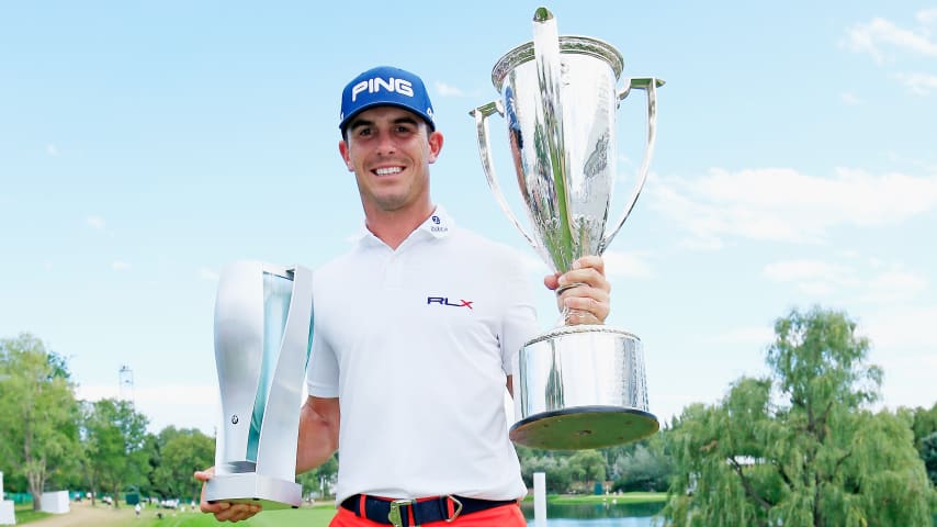 Billy Horschel poses after his two-stroke victory at the BMW Championship at Cherry Hills Country Club in 2014.  (Jamie Squire/Getty Images)