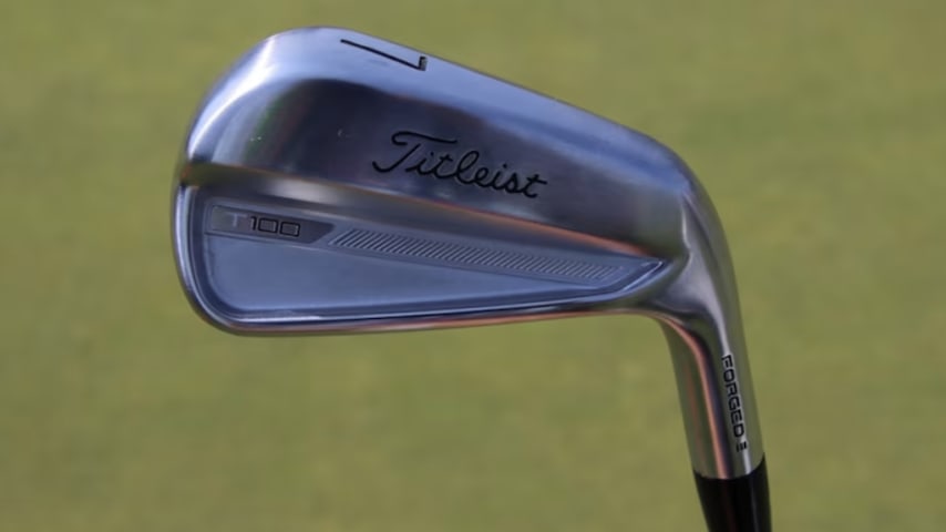 Matt Fitzpatrick's Titleist T100 irons with a custom “Fitz” grind. (GolfWRX)