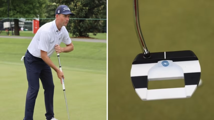 Webb Simpson's broomstick-style Odyssey Jailbird putter. (GolfWRX)