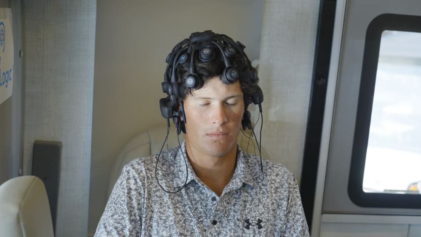 Christo Lamprecht receiving a cognitive test at the Korn Ferry Tour Finals. (Courtesy PGA TOUR)