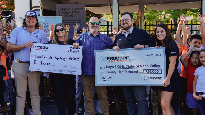 The Procore Championship surprised the Boys & Girls Clubs of Napa Valley with an additional donation of $10,000 during its Putt Putt Pros event held Tuesday of tournament week. (Photo by All Seasons Creative)