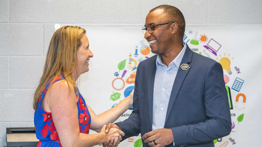 Erin Stone, director of business development and community engagement for The Ally Challenge (left) and Tauzzari Robinson, CEO of Boys & Girls Club of Greater Flint. (Credit The Ally Challenge)