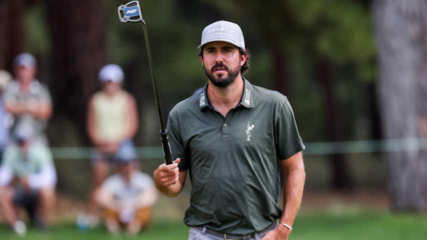 TRUCKEE, CALIFORNIA - JULY 20: Mark Hubbard looks on while playing the ninth hole during the third round of the Barracuda Championship at the Old Greenwood course at Tahoe Mountain Club on July 20, 2024 in Truckee, California. (Photo by Isaiah Vazquez/Getty Images)