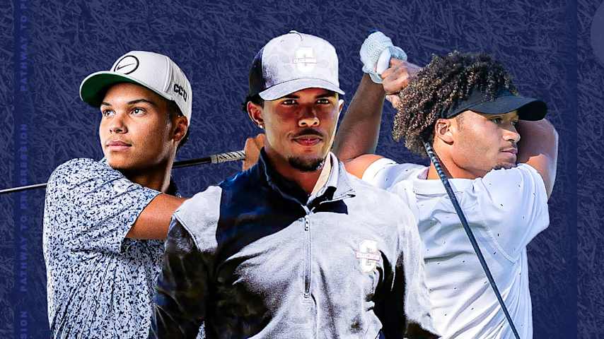 Xavier Bighaus (left), Kieron van Wyk, Marcus Smith (right) lead the initial Bridgestone APGA Collegiate Ranking. (Credit APGA)