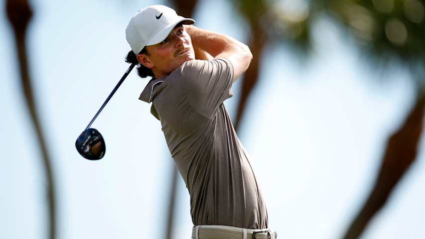 PALM BEACH GARDENS, FLORIDA - FEBRUARY 27: Luke Clanton of the United States plays his shot from the fourth tee during the first round of the Cognizant Classic in The Palm Beaches 2025 at PGA National Resort And Spa on February 27, 2025 in Palm Beach Gardens, Florida. (Photo by Mike Ehrmann/Getty Images)