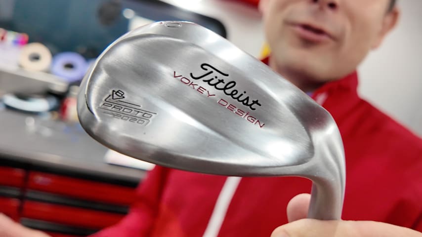 Titleist's Aaron Dill with a Vokey 2020 prototype lob wedge. (GolfWRX)