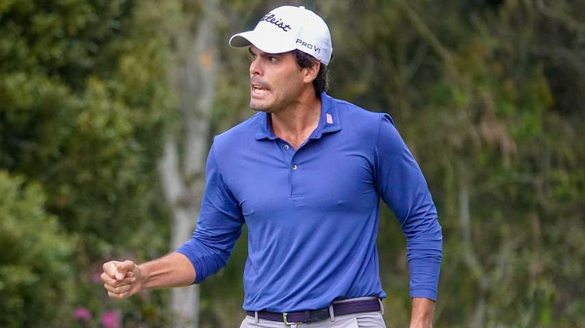 En el décimo lugar en la lista de puntos de la Fortinet Cup tras cuatro top 20s en los primeros cinco torneos de la temporada, el colombiano Ricardo Celia es un jugador para seguir en el Inter Rapidísimo Golf Championship que comienza este jueves en El Rincón de Cajicá. (Gregory Villalobos/PGA TOUR Americas)