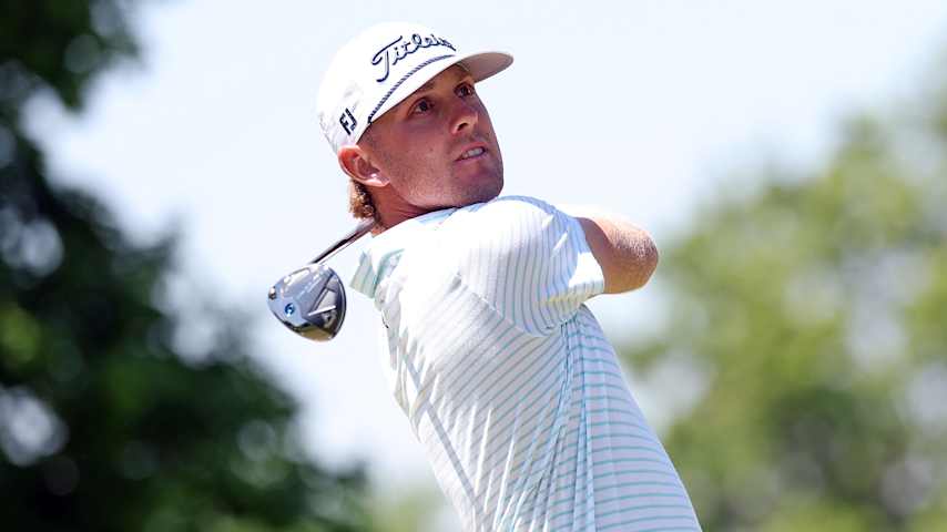 Samuel Anderson holds one-stroke lead after Round 1 at the UNC Health Championship. (David Berding/Getty Images)