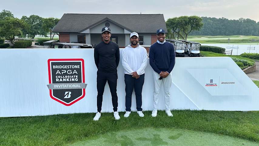 From left to right: Kieron van Wyk, Mahindra Lutchman and Steve Kibare at the APGA Bridgestone Collegiate. (PGA TOUR)