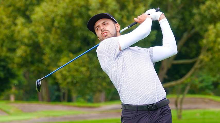 Marcos Montenegro empata el puesto 19 a la mitad del torneo en Bromont. Hoy cerró la jornada anotando un águila en el 9, su hoyo final. (Prensa/PGA TOUR Americas)
