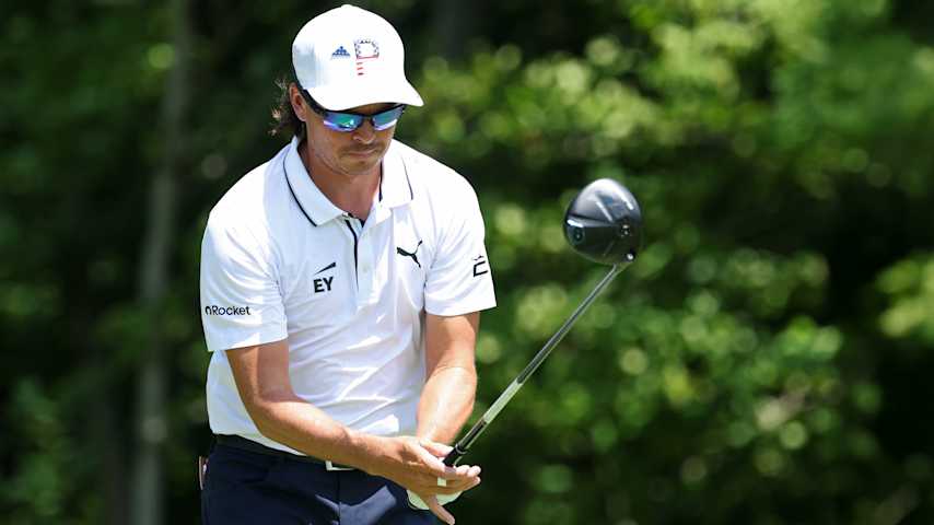Rickie Fowler using the UST Mamiya Lin-Q Proto V1 6 TX driver shaft at the 2025 John Deere Classic. (David Berding/Getty Images)