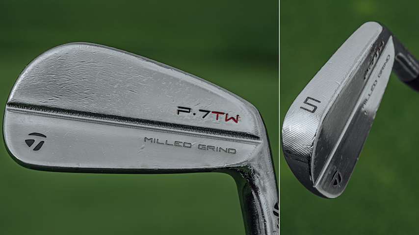 A close-up look at Scottie Scheffler's TaylorMade P7TW irons. (TaylorMade Golf)