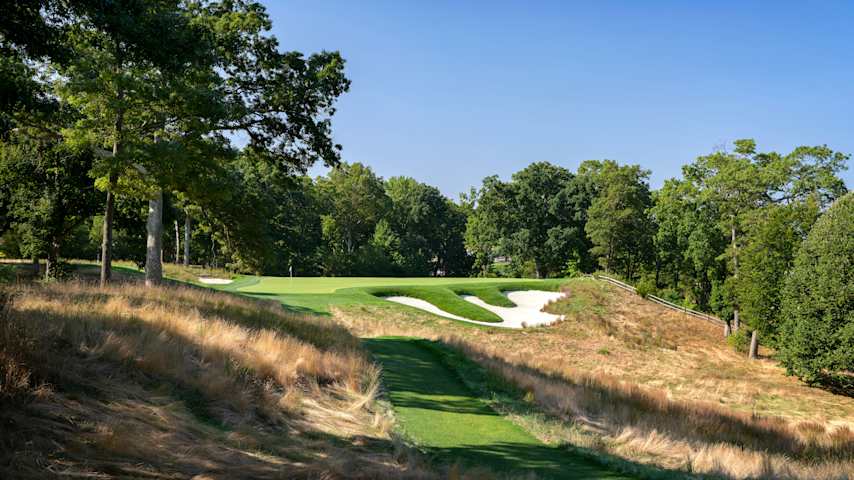 Bethpage Black's 14th hole features a steep uphill slope to the green. (Courtesy PGA of America)