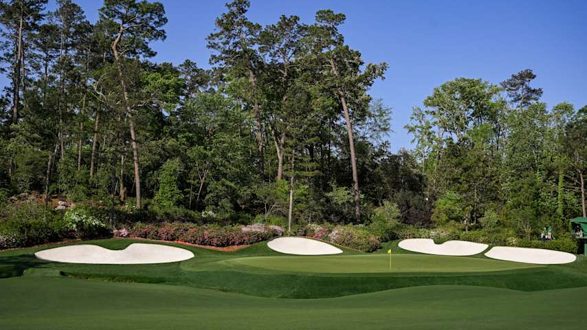 A scenic view of the 13th hole green during practice prior to the Masters Tournament at Augusta National. (Ben Jared/PGA TOUR via Getty Images)