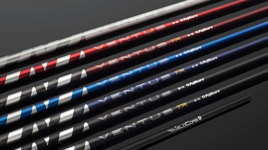 A detailed view of Fujikura’s award-winning VENTUS and VENTUS TR with VeloCore+ lineup, designed for ultimate clubhead stabilization and consistent center-face contact, tightening dispersion and increasing control of the club throughout the swing. (Courtesy Fujikura)