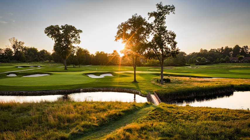  A scenic view of the eighth and 10th green at Aronimink Golf Club. (Dave Evenson/PGA of America)