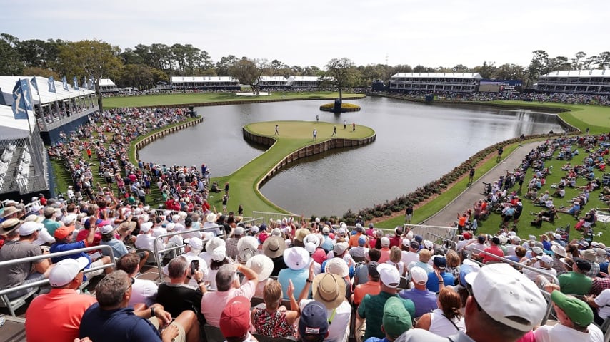 PONTE VEDRA BEACH, FLORIDA - MARCH 15:  A general view of the 17th green during the second round of The PLAYERS Championship on The Stadium Course at TPC Sawgrass on March 15, 2019 in Ponte Vedra Beach, Florida. (Photo by Richard Heathcote/Getty Images)
