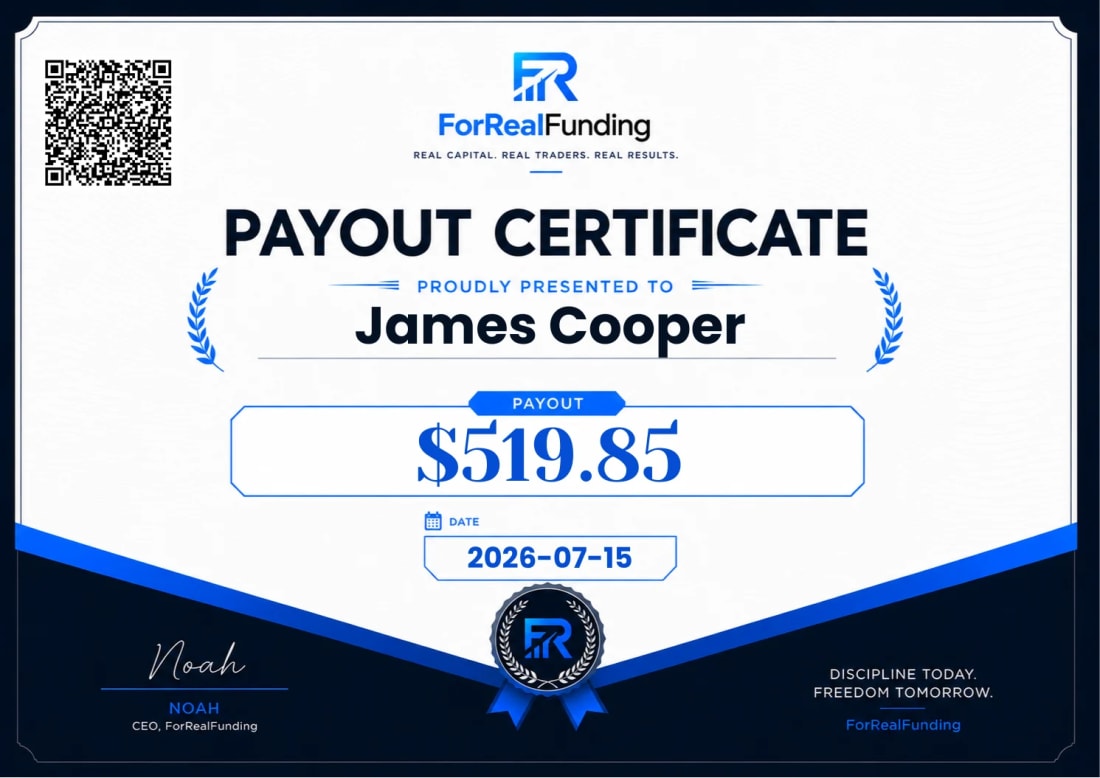 ForRealFunding payout certificate