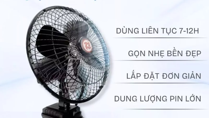 Review Quạt tích điện pin 10-20 Cell chân pin phổ thông: Cứu tinh mát rượi cho mùa mất điện