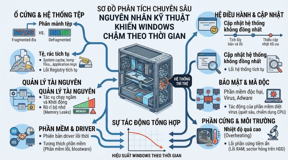 Tại sao Windows bị chậm sau thời gian dài sử dụng: Nguyên nhân và giải pháp tối ưu hóa từ A đến Z