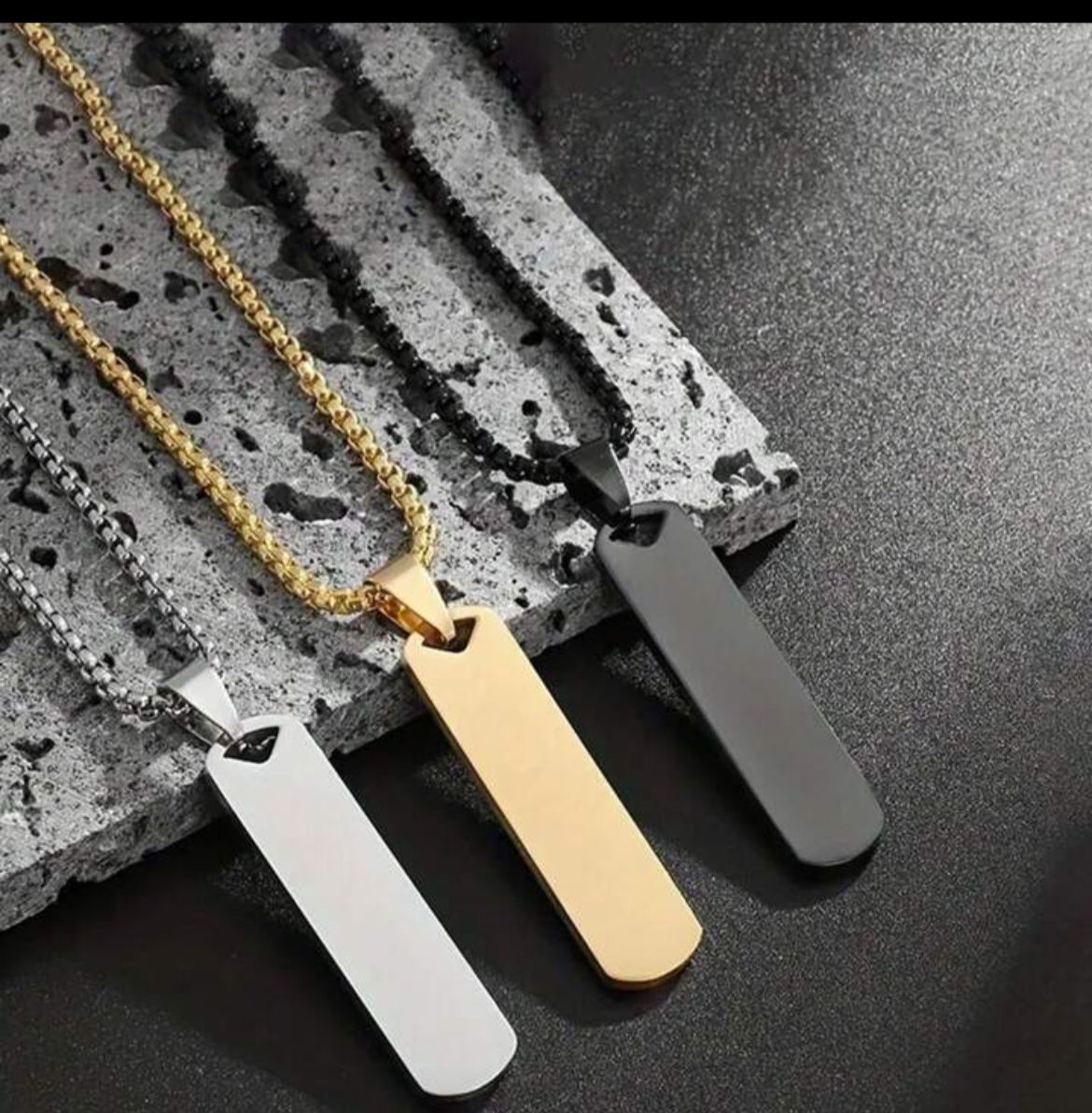 Black Silver Gold male necklace