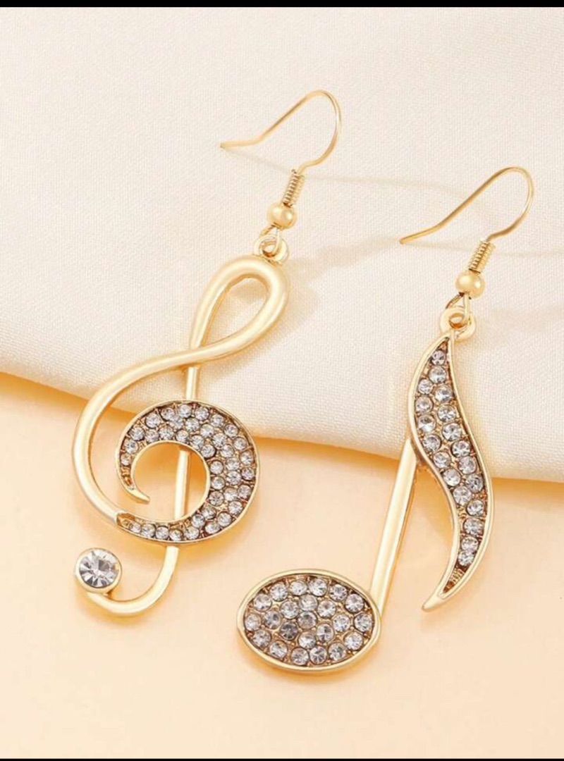 Crystal Music Note Earrings