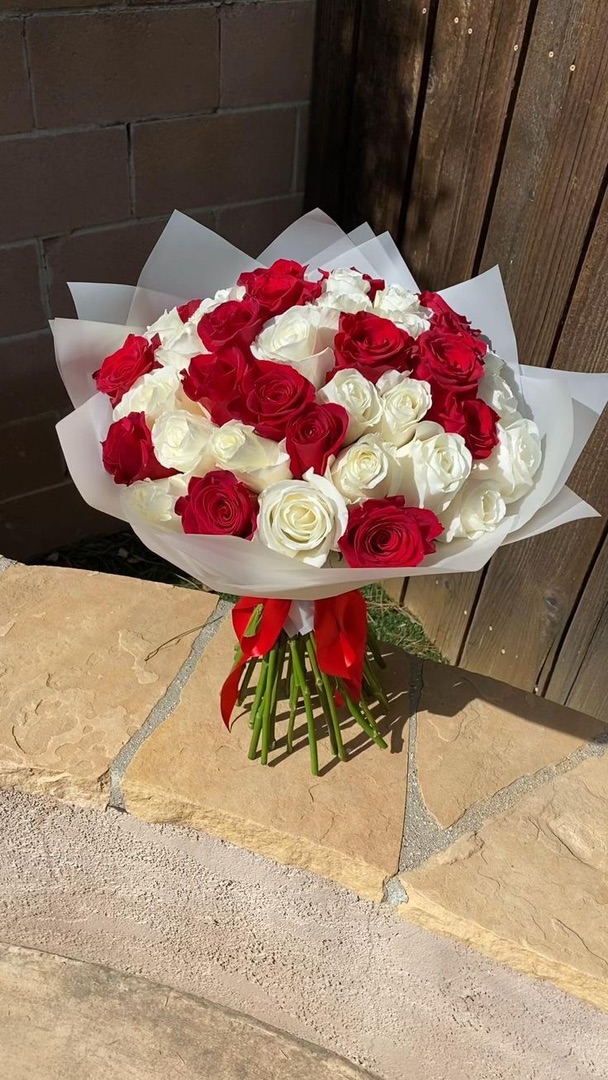 Red & White Rose Duet Flower