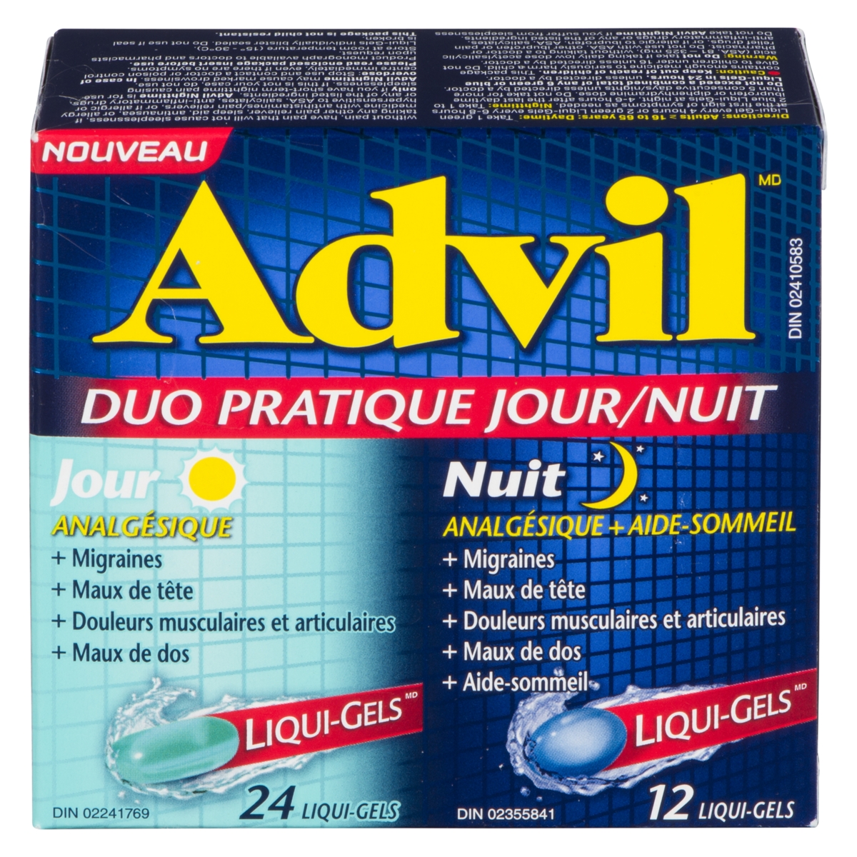 ADVIL JOUR/NUIT DUO PRATIQUE LIQUIDGEL 24+12 25200 MG