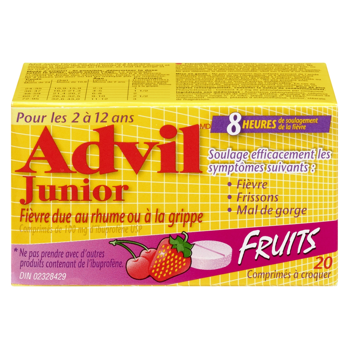 ADVIL JR CO FIEVRE PAR RHUME/GRIPPE 20 100MG
