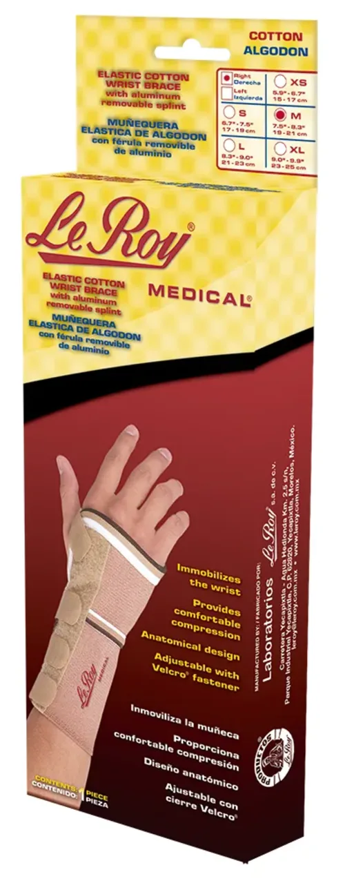 MUÑEQUERA ELASTICA ALGODON C/FERULA DER GDE 13274 LE ROY